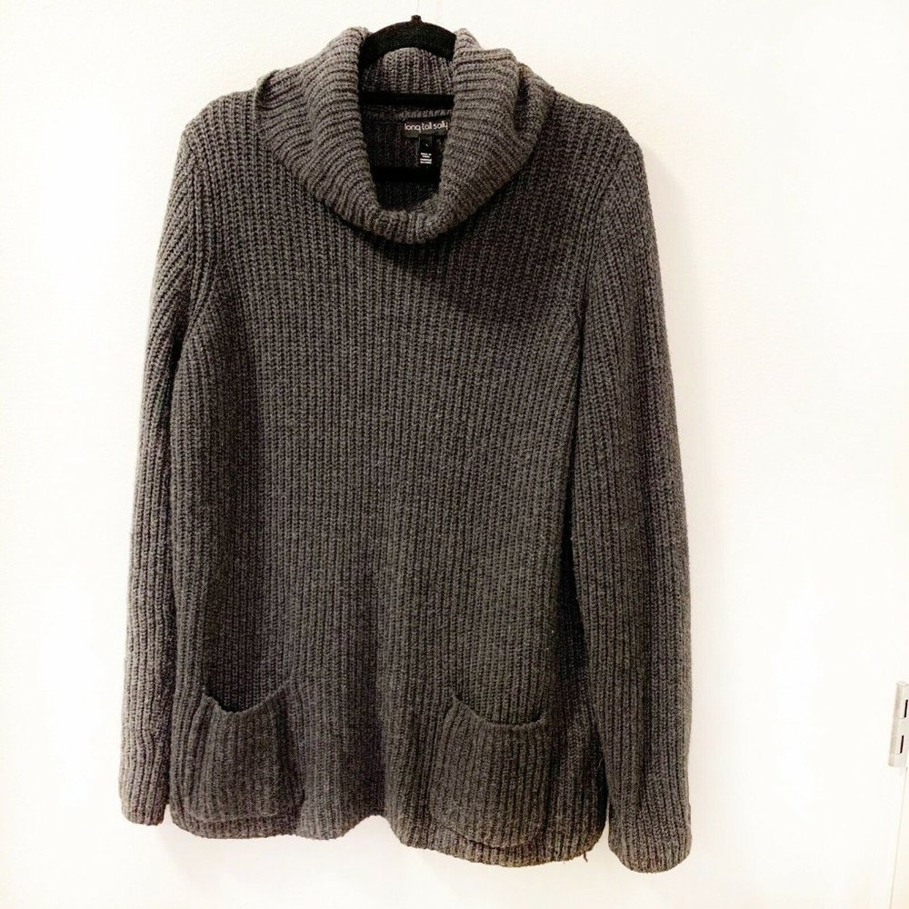 Long Tall Sally Tunic Sweater Cowl Neck Dark Gray